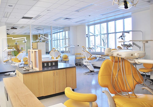 Pediatric Dentistry and Orthodontics Suite, 1201 Ledyard E. Ross Hall - Students and pediatric dentistry residents advance their skills and knowledge in general dentistry and orthodontics for children and adolescents up to 15 years old under the careful supervision of faculty.